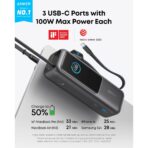 Anker Power Bank (25K, 165W, Built-In Retractable USB-C Cable)- Black - Image 2