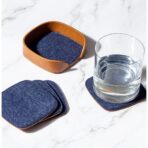 Squircle Felt Coaster Set - Blue - Image 3