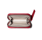 Vegan Leather Zipper Slim Card & Coin Wallet - Crimson Red - Image 5