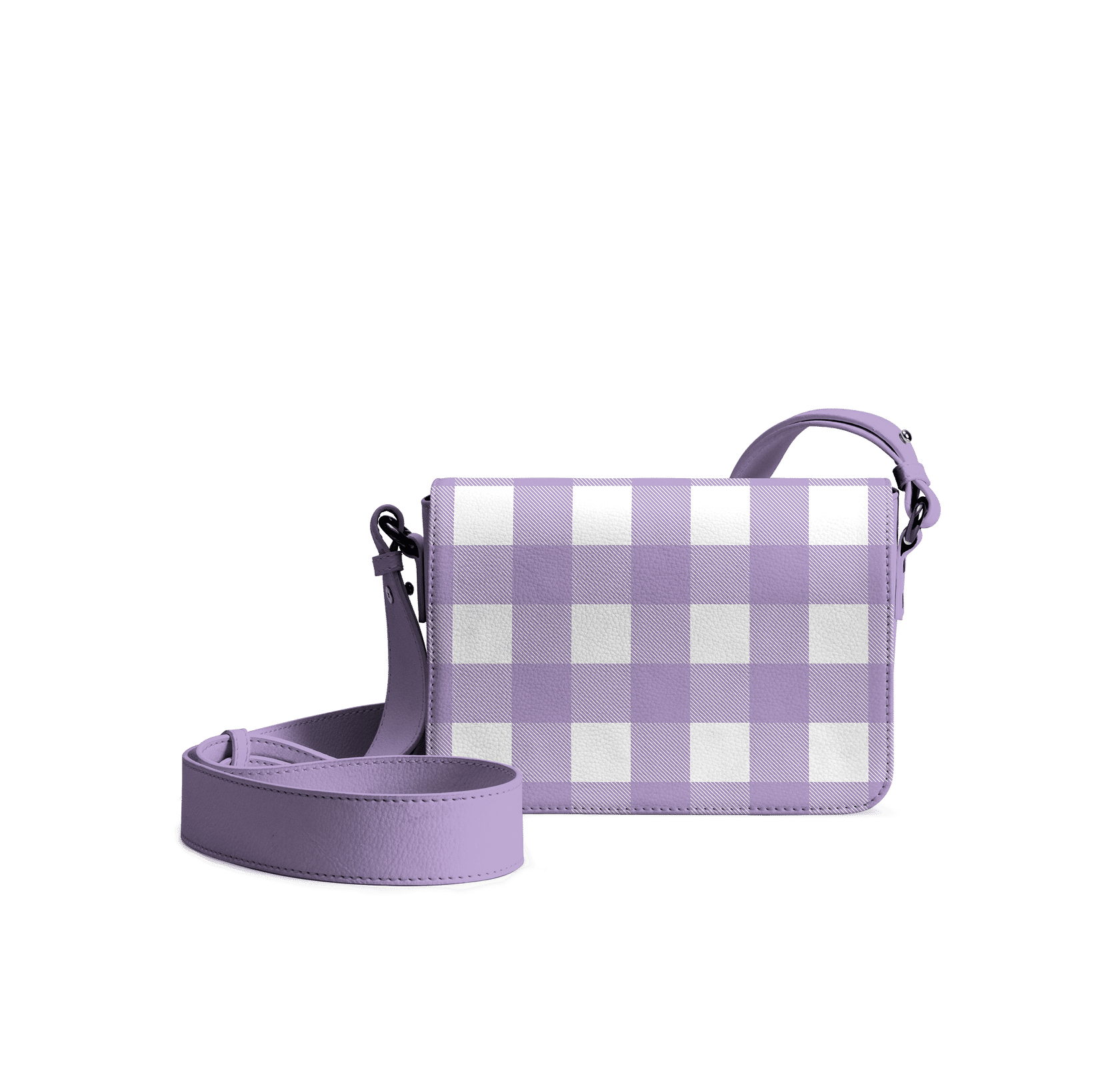 Klippik-Online-Shopping-Kuwait-UAE-Saudi-Lavender-Gingham-Sol-Box-Shoulder-Bag-view.png Lavender Gingham Sol Box Shoulder Bag - Image 1